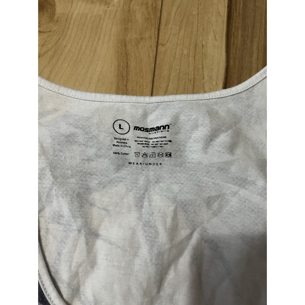 Mosmann Australia Men's Tank Top Sz L Beach Pattern Back White Patch Pocket - Picture 2 of 6